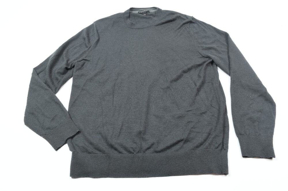 Banana Republic Merino Wool Sweater Mens Large Gray Long Sleeve Pullover Slim